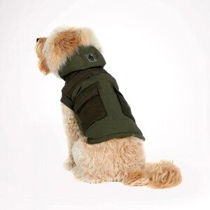 Parjar Pup Zeus Jacket for Dogs w/Faux Fur Trim Military Green XL NEW